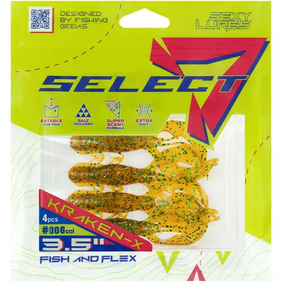 Силікон Select Kraken-X SE 3.5" #006 (4шт/уп), Довжина силікону: 3.5" (8.89 см), Колір силікону: 6, фото , изображение 2